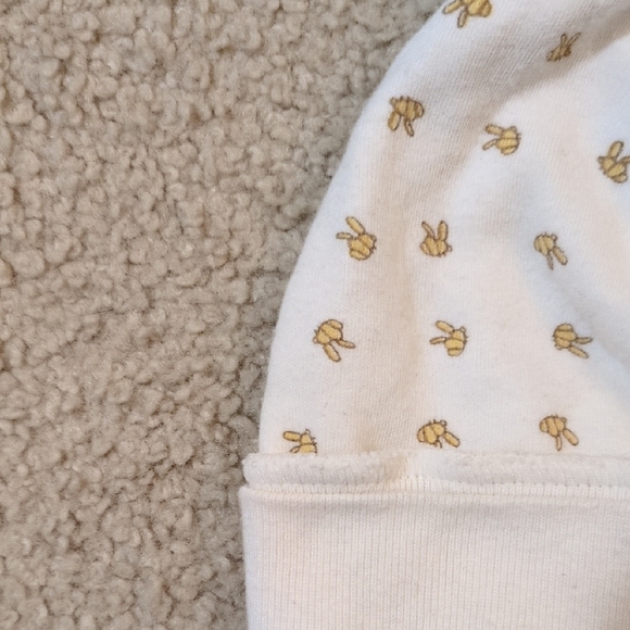 Charming White and Gold Baby Hat with Ears - Picture 3 of 3